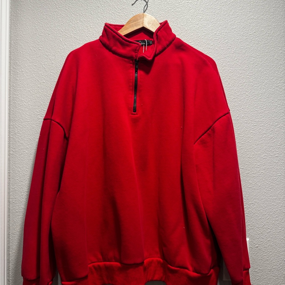 Women's Red Zip-Up Sweater